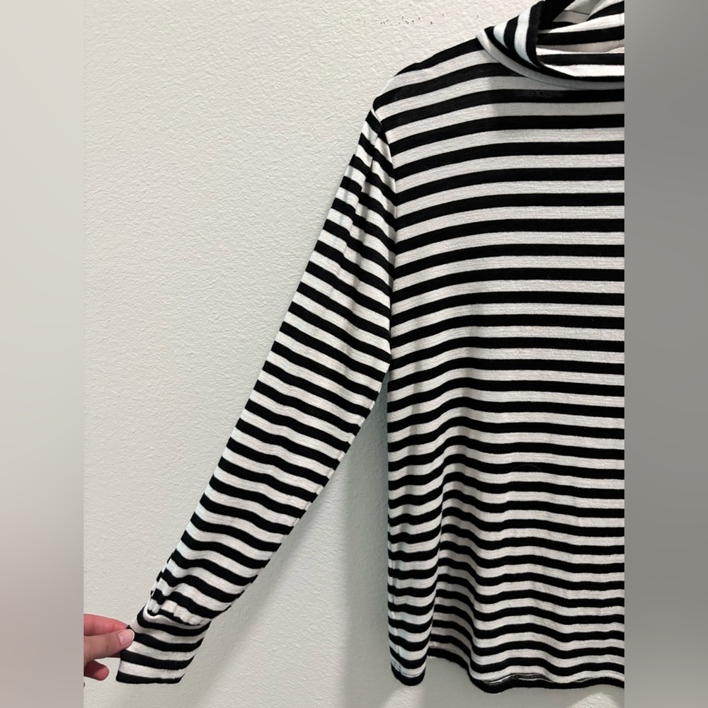 LOFT Black and White Striped Turtleneck Sweater Top, size M - Picture 2 of 6
